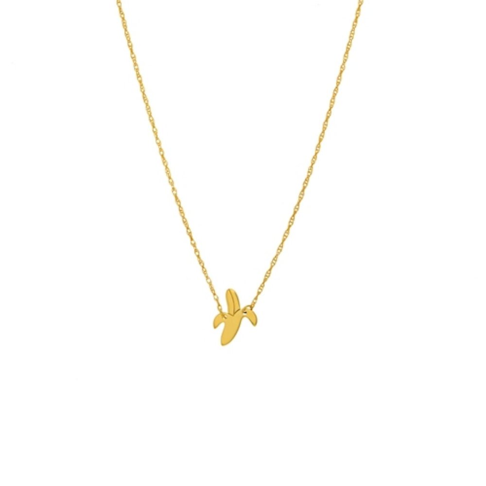 14K Solid Yellow Gold Gold Mini Banana Dainty Necklace
